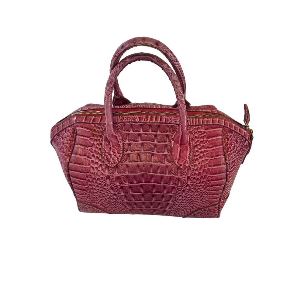 Vintage Hot Pink Satchel Textured Croc-Embossed Leather Finish y2k Womens Bag MD